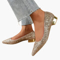 Kasia | Damskie Cekinowe Baleriny na Kitten Heel 0