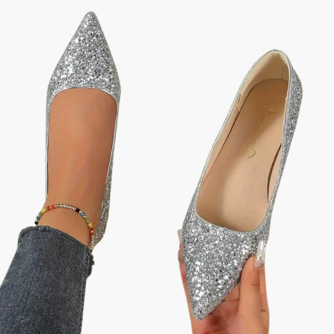 Kasia | Damskie Cekinowe Baleriny na Kitten Heel 2