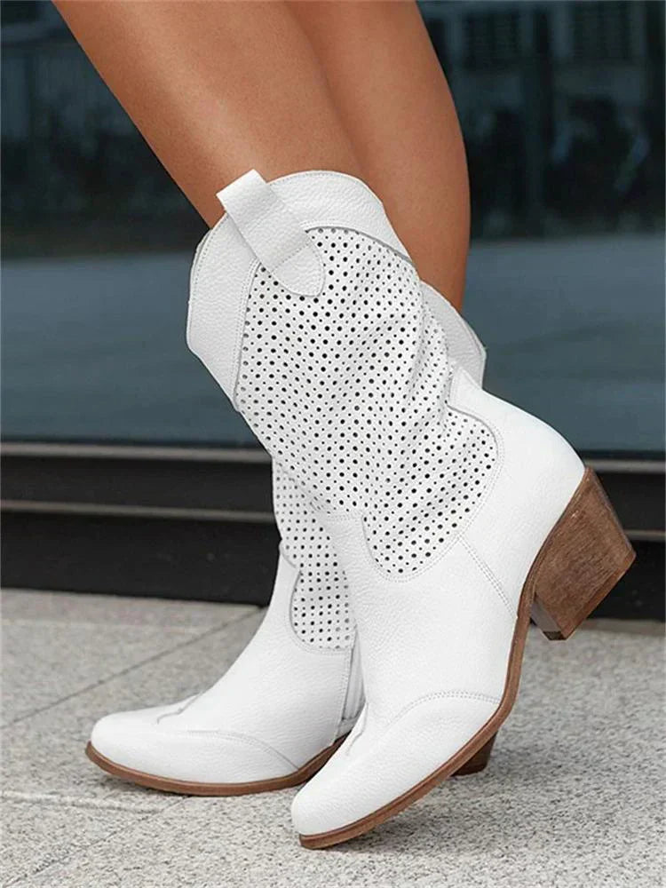 Olga | Damskie Kowbojki Skórzane na Obcasie 0