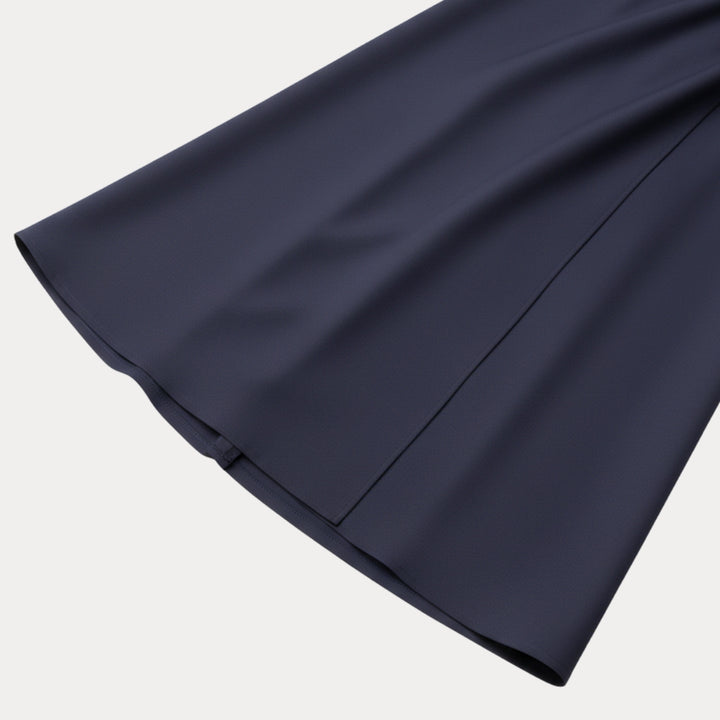 Belted wide sleeve wrap midi dress, full length view